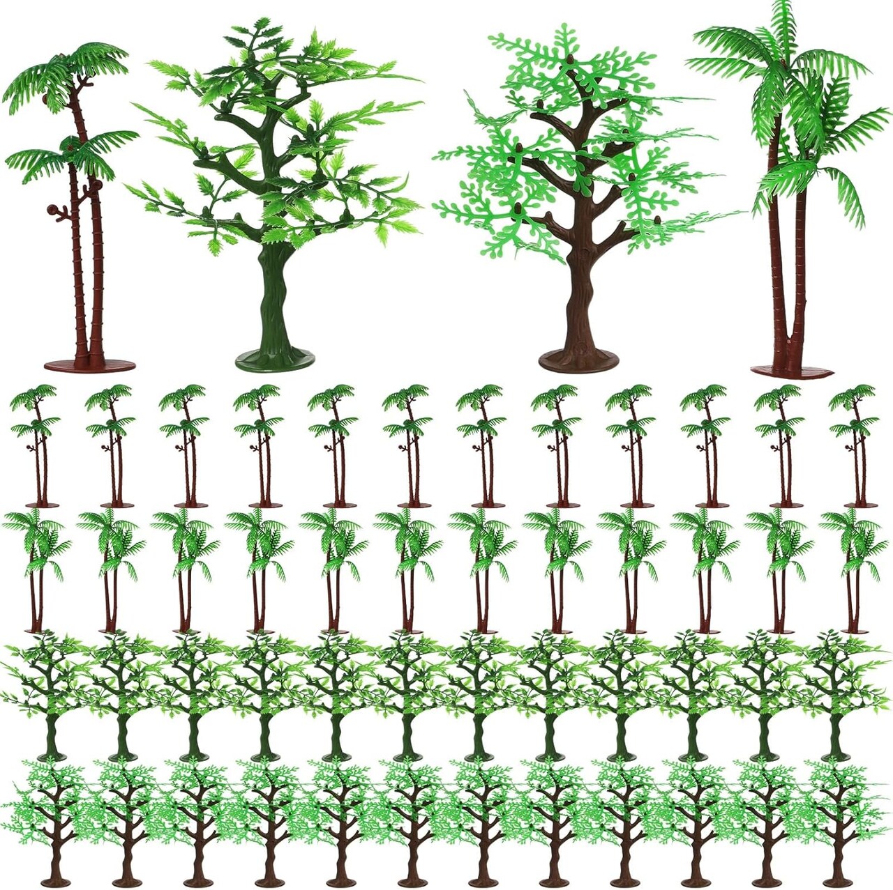 24 Pcs Mini Toy Jungle Trees Plastic Model Coconut Trees Figurines with Base Cake Decoration Rainforest Diorama Supplies Scenery Architecture